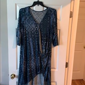 Blue snake print duster top.